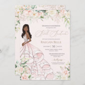 Invitation Roses Blanches et Roses Foncé en Luxe Robe Douce S (Devant / Derrière)