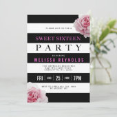 Invitation Roses blanches et roses noires Douces 16 Parties (Debout devant)