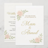 Invitation Roses Blanches et Rouges Luxe (Devant / Derrière)