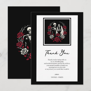 Invitation Roses blanches et rouges Squelette de mariage Merc