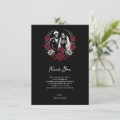 Invitation Roses blanches et rouges Squelette de mariage Merc (Debout devant)