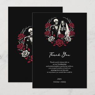 Invitation Roses blanches et rouges Squelette de mariage Merc