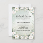 Invitation Roses blanches Eucalyptus Feuilles Anniversaire (Devant)