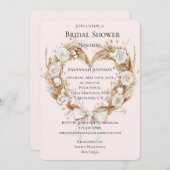 Invitation Roses blanches Fête des mariées de fond de coeur f (Devant / Derrière)