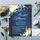 Invitation Roses blanches Fête des mariées en bois bleu