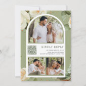 Invitation Roses Blanches Feuilles de Sauge Pot Mason Code QR (Dos)