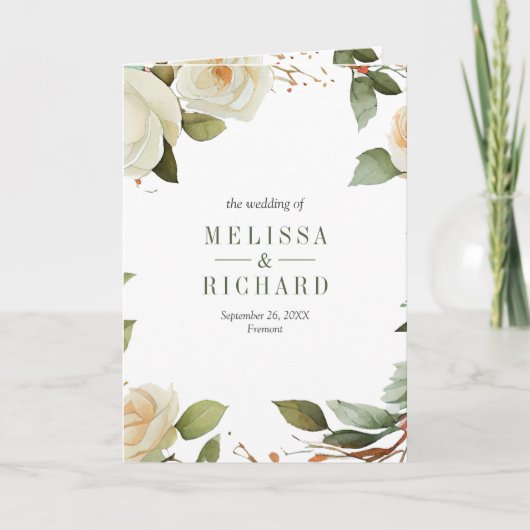 Invitation Roses Blanches Feuilles de Sauge Pot Mason Code QR (Devant)