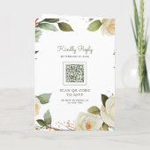 Invitation Roses Blanches Feuilles de Sauge Pot Mason Code QR (Dos)