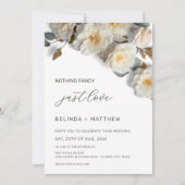 Invitation Roses blanches Fleurs 3D Élégant Mariage Blanc (Devant)
