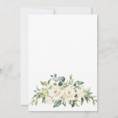 Invitation Roses blanches Fleurs aquarelle LUNCH DE NOCE (Dos)