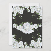 Invitation Roses blanches Fleurs et mariage gris charbon (Dos)
