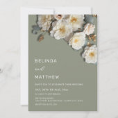 Invitation Roses blanches Fleurs réalistes Mariage (Devant)