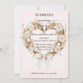 Invitation Roses blanches Floral Coeur Bow Anniversaire (Devant)