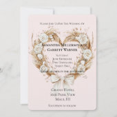 Invitation Roses blanches Floral Mariage Bow Coeur (Devant)