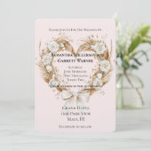 Invitation Roses blanches Floral Mariage Bow Coeur (Debout devant)