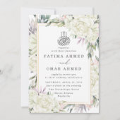 Invitation Roses blanches Floral Mariage musulman musulman (Devant)