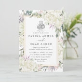 Invitation Roses blanches Floral Mariage musulman musulman (Debout devant)