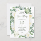 Invitation Roses blanches florales (Devant)