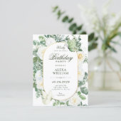 Invitation Roses blanches florales anniversaire (Debout devant)