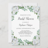 Invitation Roses Blanches Florales Fête des mariées de feuill (Devant)