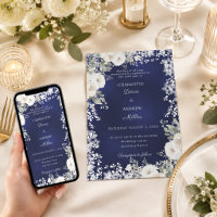 Roses blanches ivoire neige bleue mariage d'hiver