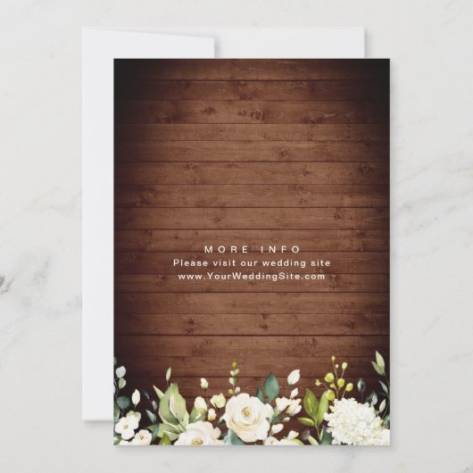 Invitation Roses blanches Lanterne en bois rustique Mariage a (Dos)