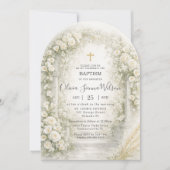 Invitation Roses blanches lis calla blé baptême baptême (Devant)