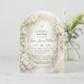 Invitation Roses blanches lis calla blé baptême baptême (Debout devant)
