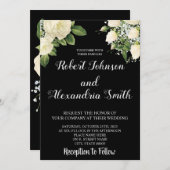 Invitation Roses blanches | MARIAGE (Devant / Derrière)