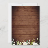 Invitation Roses blanches Mariage d'aquarelle en bois rustiqu (Dos)
