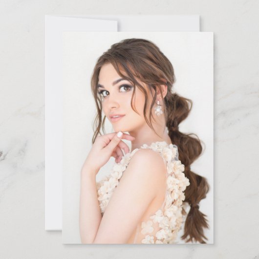 Invitation Roses blanches Or String étoile étoile Quinceañera (Dos)