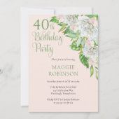 Invitation Roses blanches | Orchidées 40e fête d'anniversaire (Devant)