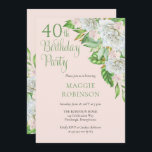 Invitation Roses blanches | Orchidées 40e fête d'anniversaire<br><div class="desc">Célébration de votre 40ème "fête d'anniversaire" avec d'élégantes roses et orchidées blanches avec ce design floral en cascade avec un script vert sage subtil et texte serif. Conception composite par Holiday Hearts Designs (droits réservés). Le texte du script n'est pas modifiable sauf par le concepteur. Si vous avez des questions...</div>