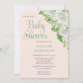 Invitation Roses blanches | Orchids Boho Floral Girl Baby sho (Devant)