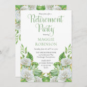 Invitation Roses blanches |Parti de retraite florale Boho ver (Devant / Derrière)