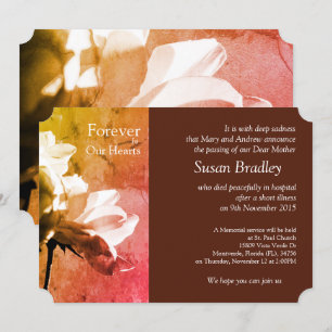 Invitation Roses blanches pour toujours dans nos coeurs servi