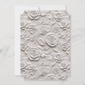 Invitation Roses blanches romantiques Faux Mariage en cuir (Dos)