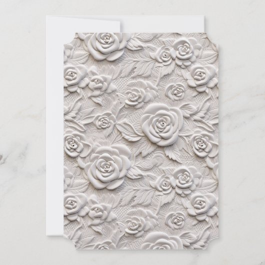 Invitation Roses blanches romantiques Faux Mariage en cuir (Dos)