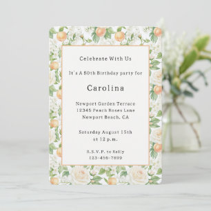 Invitation Roses Blanches Romantiques Fleurs Péches Anniversa