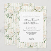 Invitation Roses Blanches Romantiques Roses Florales Mariage (Devant / Derrière)