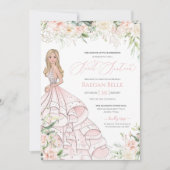 Invitation Roses blanches rose pâle Luxe Sweet sixteen Invit (Devant)