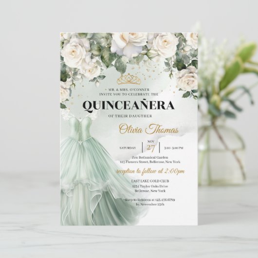 Invitation Roses blanches Roses blanches Végétation élégante (Debout devant)