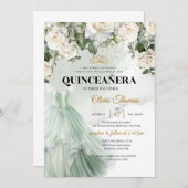 Invitation Roses blanches Roses blanches Végétation élégante (Devant / Derrière)