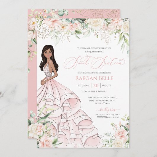 Invitation Roses Blanches Roses Blanches Vitrées de luxe Swee (Devant / Derrière)