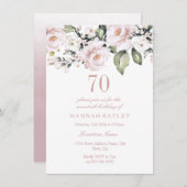 Invitation Roses blanches roses douces 70e anniversaire moder (Devant / Derrière)
