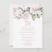 Invitation Roses blanches roses douces 70e anniversaire moder (Devant)