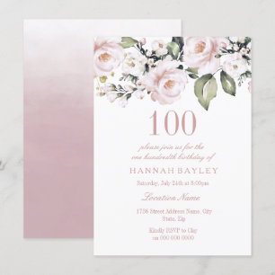 Invitation Roses blanches roses douces Moderne 100e anniversa