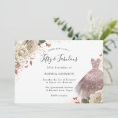 Invitation Roses blanches Roses Rose Robe dorée 50e anniversa (Debout devant)