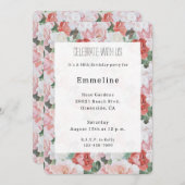 Invitation Roses blanches roses rouges Floral Anniversaire (Devant / Derrière)