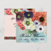 INVITATION ROSES BLANCHES ROUGES ET ANÉMONES FLEURS DOUCHE DE (Devant / Derrière)